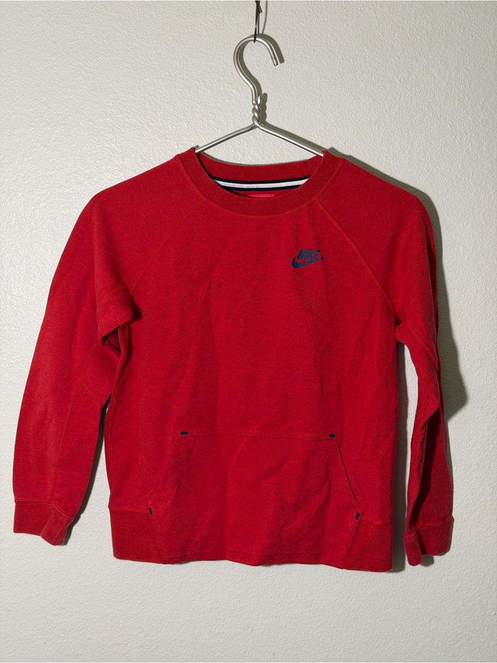 Nike Tech Fleece Sweatshirt Youth Sz M Red Excellent Raglan Pullover